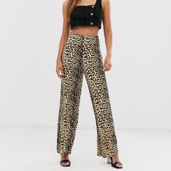 AX Paris Pants - NWT AX Paris wide-leg leopard print pants